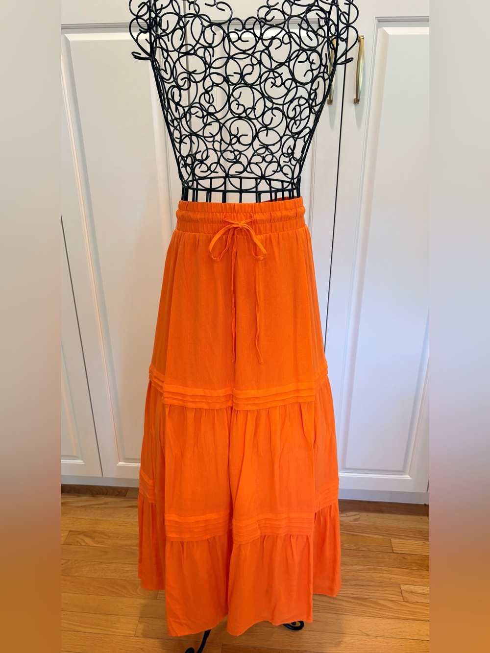 torrid Orange Tiered Maxi Skirt with Drawstring Waist